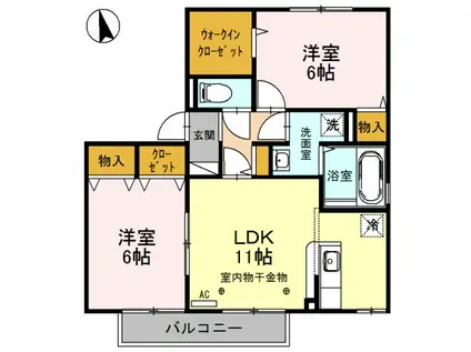 プレアデス・コートB(2LDK/2階)の間取り写真