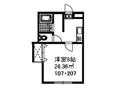 ブエナビスタ鷺沼(1K/1階)の間取り写真