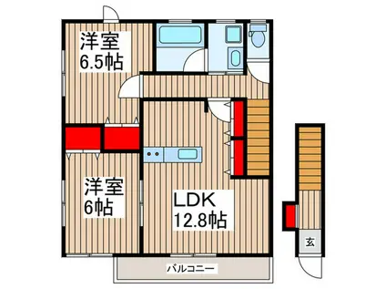 ブライトサム千間台東II(2LDK/2階)の間取り写真