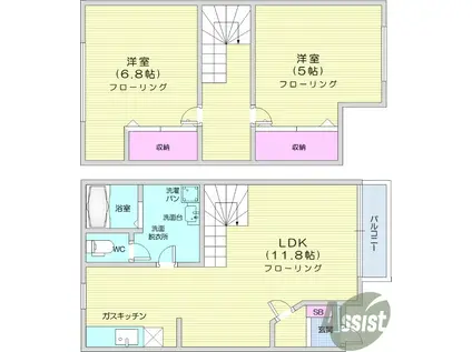 PARTERREⅡ(2LDK/1階)の間取り写真