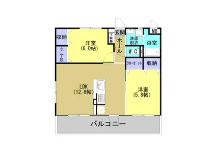 ボナール霧島(2LDK/2階)の間取り写真