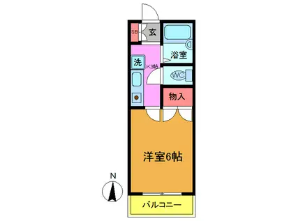 ライラックI(1K/2階)の間取り写真