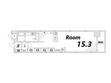 キャッスルコート西新町(ワンルーム/8階)の間取り写真