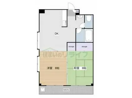 三益ビル(1LDK/3階)の間取り写真