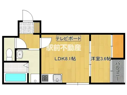 TIDY新鳥栖(1LDK/1階)の間取り写真