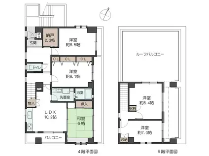 ミモザ六甲(5LDK/4階)の間取り写真
