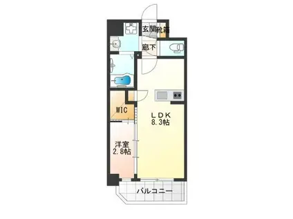 セレニテ夕陽丘エクラ(1LDK/15階)の間取り写真