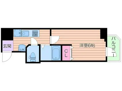 ブリリアントコート農人橋(1K/3階)の間取り写真