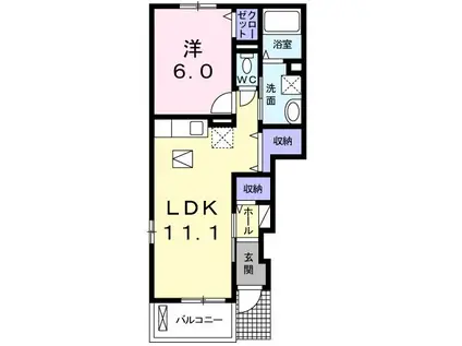 ミニョン・プリムローズ(1LDK/1階)の間取り写真