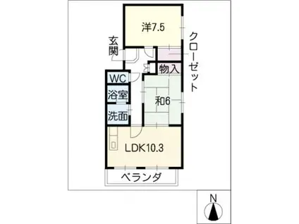 リバティ石原瀬(2LDK/3階)の間取り写真