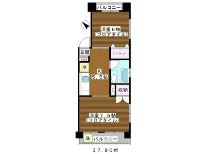 板橋MYコーポ(2K/4階)の間取り写真