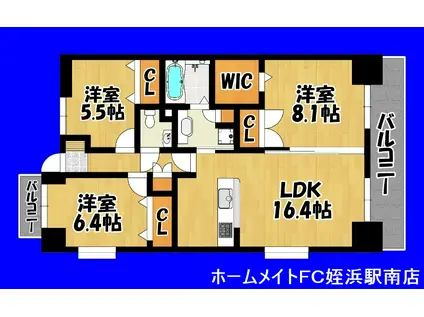 クレスティ藤崎(3LDK/4階)の間取り写真