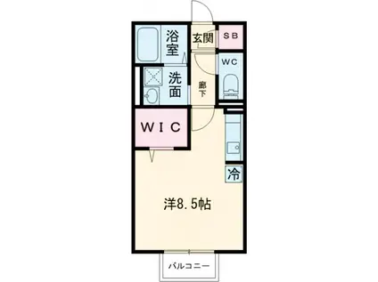 エクセルーム K-III(ワンルーム/2階)の間取り写真