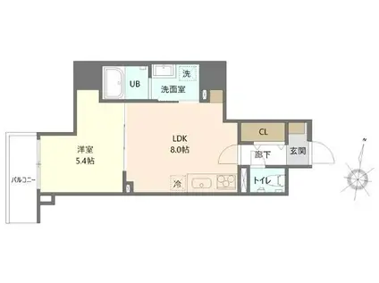 オークレジデンス亀沢(1LDK/6階)の間取り写真