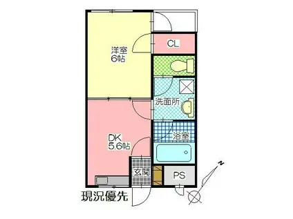 KAWANO一番館(1DK/2階)の間取り写真