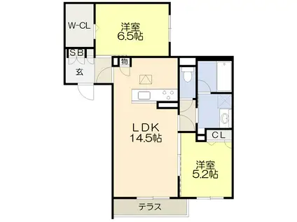 パークサイド蛍池(2LDK/1階)の間取り写真