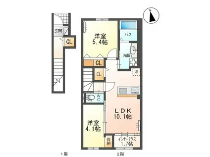 ATテラスIII(2LDK/2階)の間取り写真