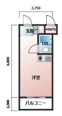ダイアパレス蒔田第3(ワンルーム/1階)の間取り写真