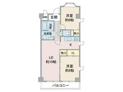 ウィステリアパレス(2LDK/2階)の間取り写真