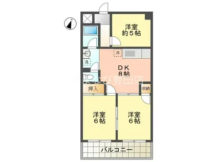 ファミール朝日(3DK/6階)の間取り写真