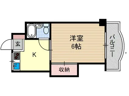 アンフィニィ庄Ⅱ(1K/1階)の間取り写真