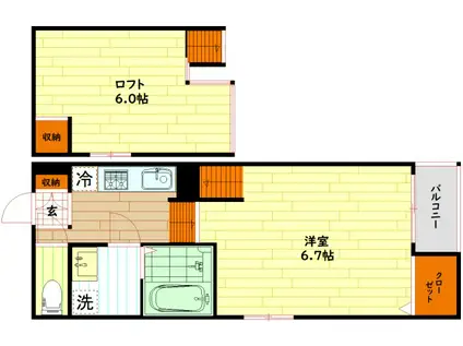 メゾンベルフルール(1K/2階)の間取り写真