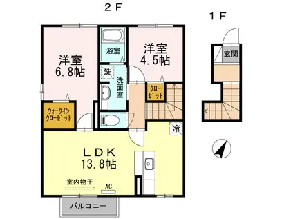 ハピネス A棟(2LDK/2階)の間取り写真