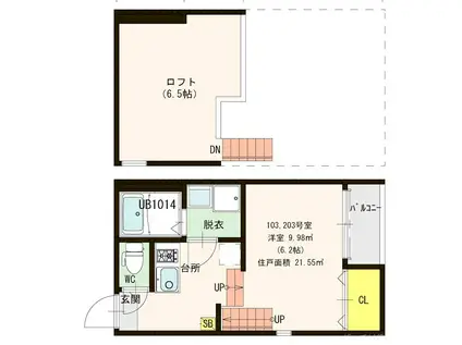 シティハウス馬出キャナルテラス(1K/1階)の間取り写真