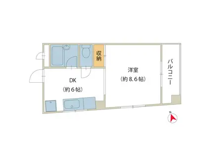 ミスミビル(1DK/3階)の間取り写真