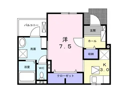 ルナ クレセント(1K/1階)の間取り写真