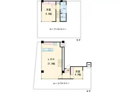 F COURT(2LDK/4階)の間取り写真