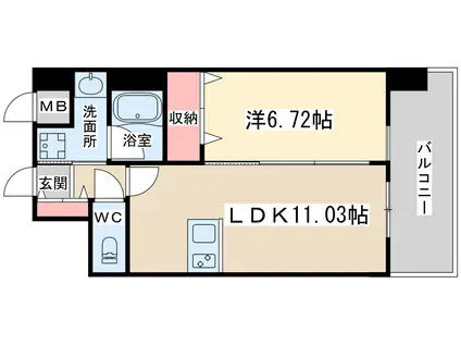 ラドゥセール天満(1LDK/13階)の間取り写真