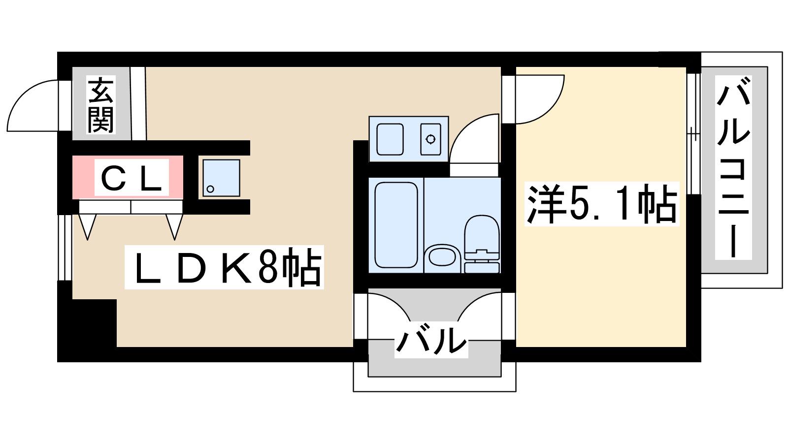 ラ・ペール壱番館(1LDK/4階)の間取り写真