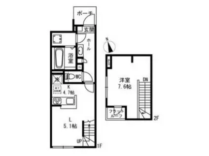 地下鉄四つ橋線 花園町駅 徒歩1分 3階建 築1年(1LDK/1階)の間取り写真
