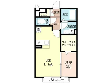 ピュールソレイユ(1LDK/1階)の間取り写真