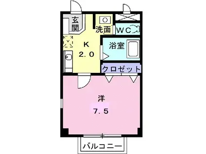 エスポアール宿(1K/2階)の間取り写真