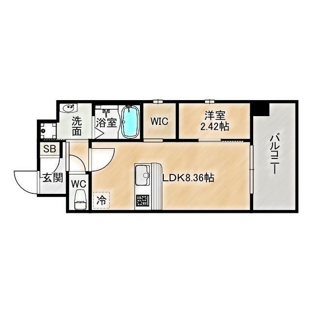 LIVE FLAT都島(1LDK/3階)の間取り写真