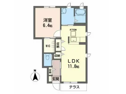 グレイスコート(1LDK/1階)の間取り写真