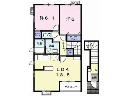 リサータB(2LDK/2階)の間取り写真