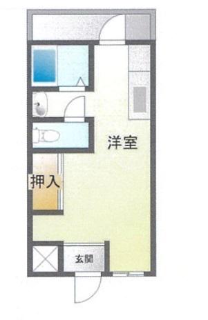 シャトー尾上(ワンルーム/1階)の間取り写真