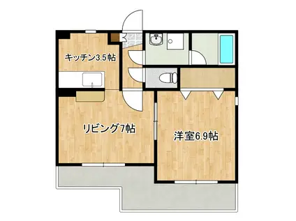 オークマンション下伊敷(1LDK/2階)の間取り写真