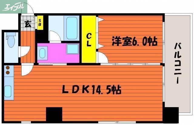 SIN KERUUXU TERA(1LDK/5階)の間取り写真
