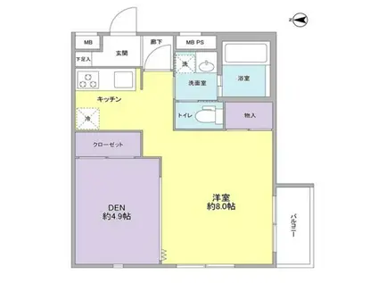 メゾンプリムヴェール(ワンルーム/1階)の間取り写真