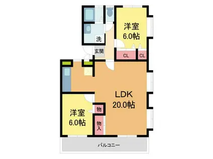 アンシャンテ川西(3LDK/3階)の間取り写真