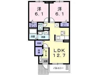 グランディールE(2LDK/1階)の間取り写真