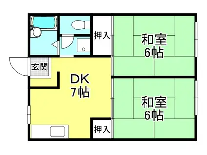 ソシアII(2DK/2階)の間取り写真