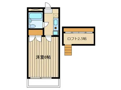 あかるハイム19(1K/2階)の間取り写真