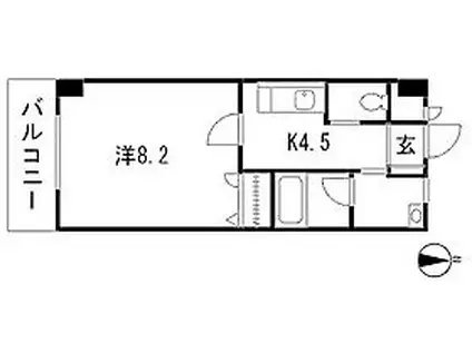ボヌールIII(1K/1階)の間取り写真