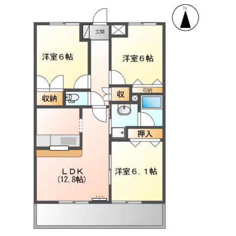 スプリングデイハイツ(3LDK/2階)の間取り写真