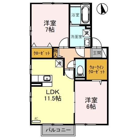 アミターバーA棟(2LDK/2階)の間取り写真